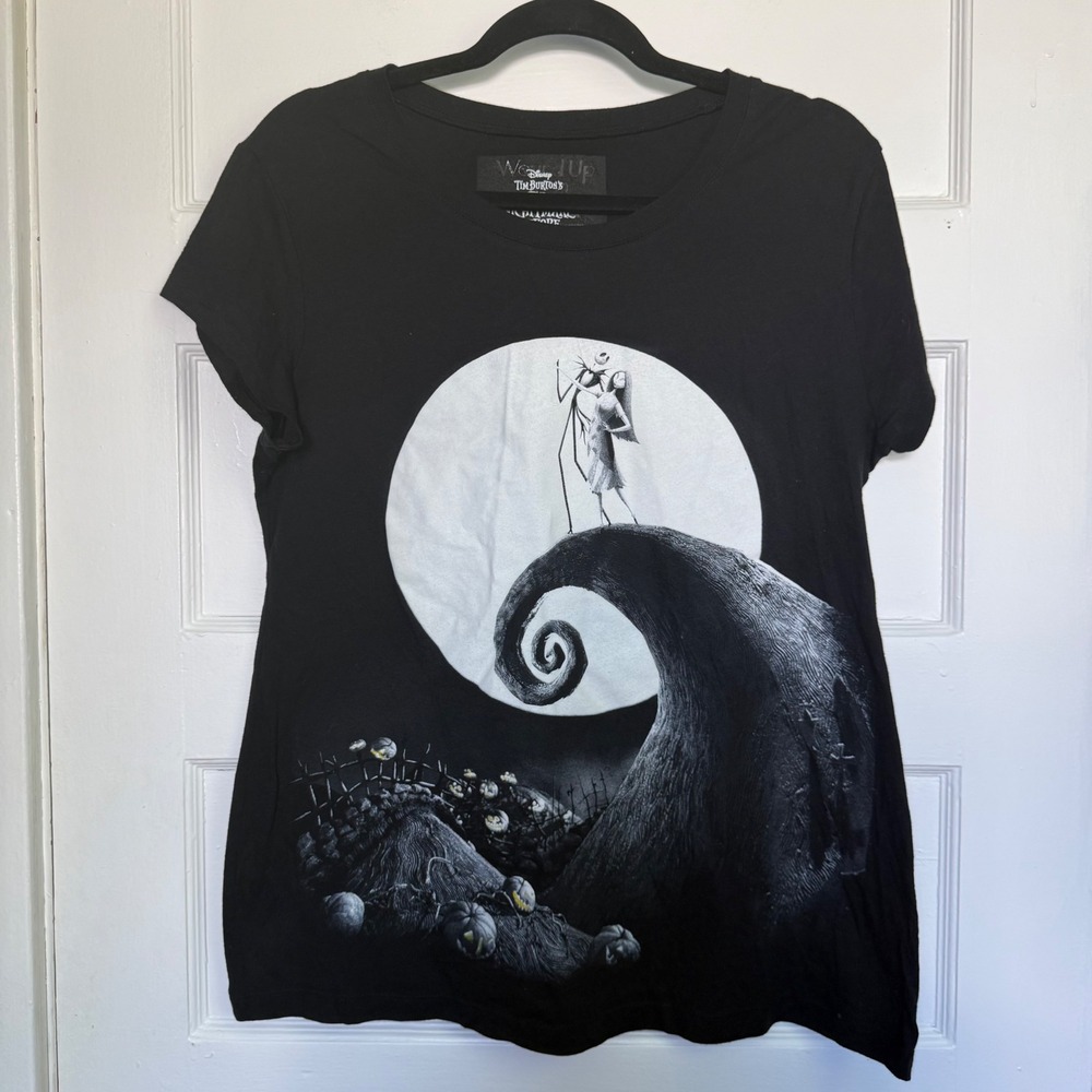 Disney Nightmare Before Christmas Jack Sally Moon Graphic T-Shirt Black XL 15-17